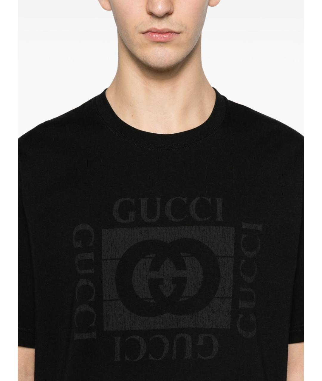 GUCCI Черная хлопковая футболка, фото 2