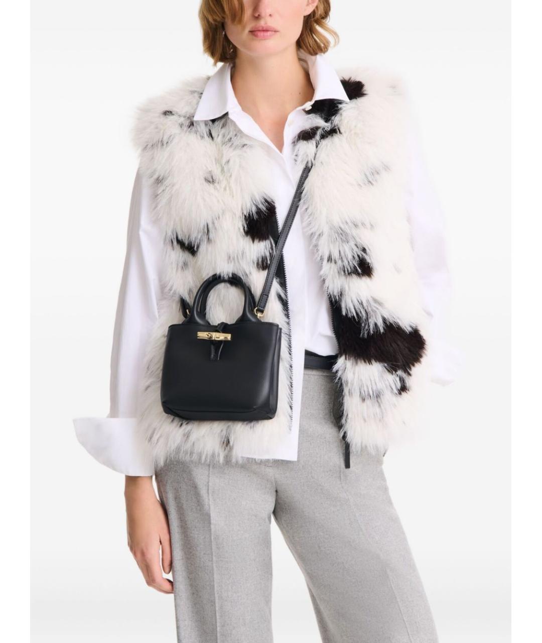 LONGCHAMP Черная кожаная сумка через плечо, фото 2