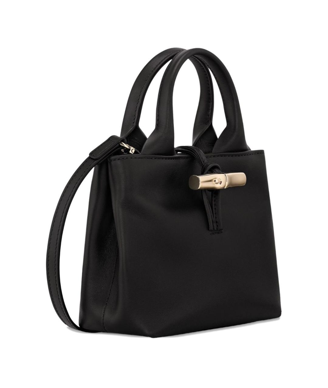 LONGCHAMP Черная кожаная сумка через плечо, фото 3