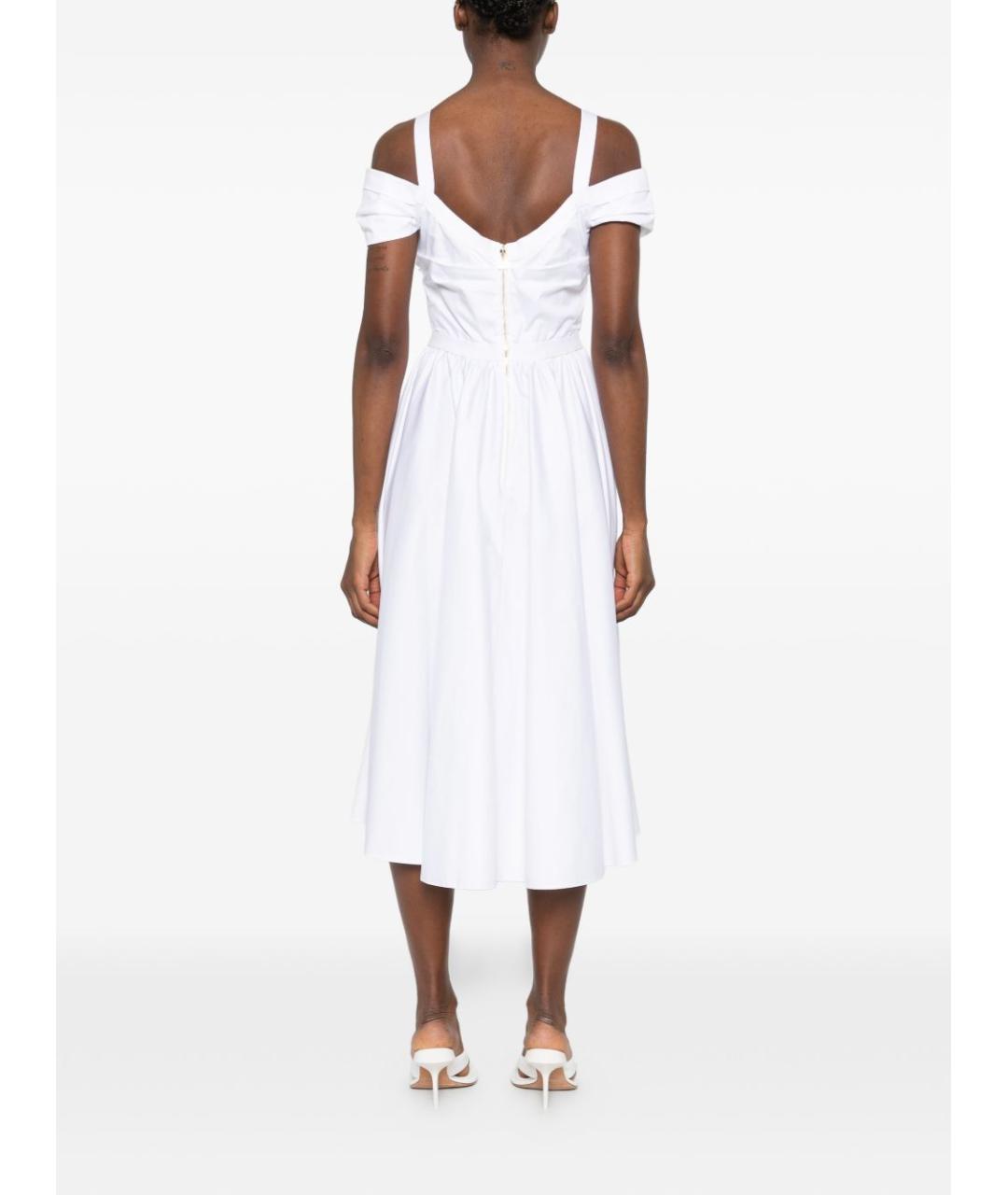 ELISABETTA FRANCHI Белое хлопковое коктейльное платье, фото 2