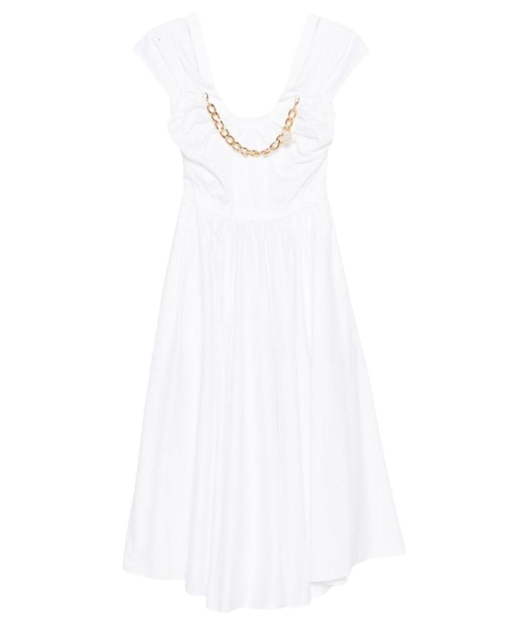 ELISABETTA FRANCHI Белое хлопковое коктейльное платье, фото 1