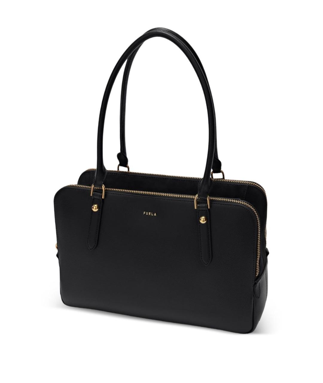 FURLA Черная кожаная сумка тоут, фото 4