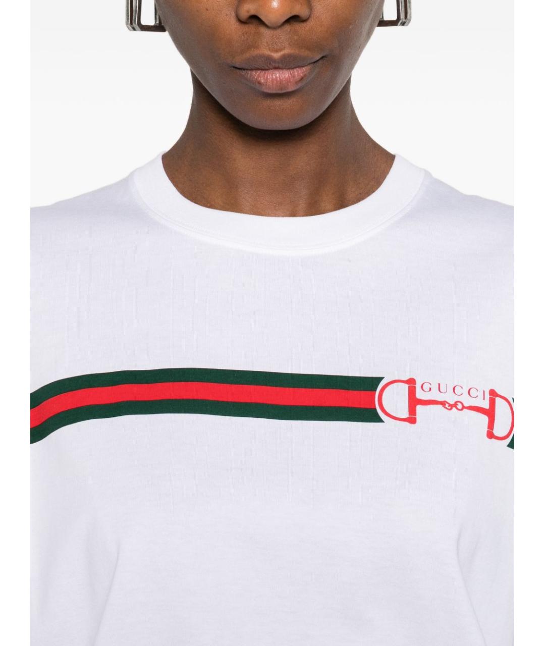 GUCCI Белая хлопковая футболка, фото 2
