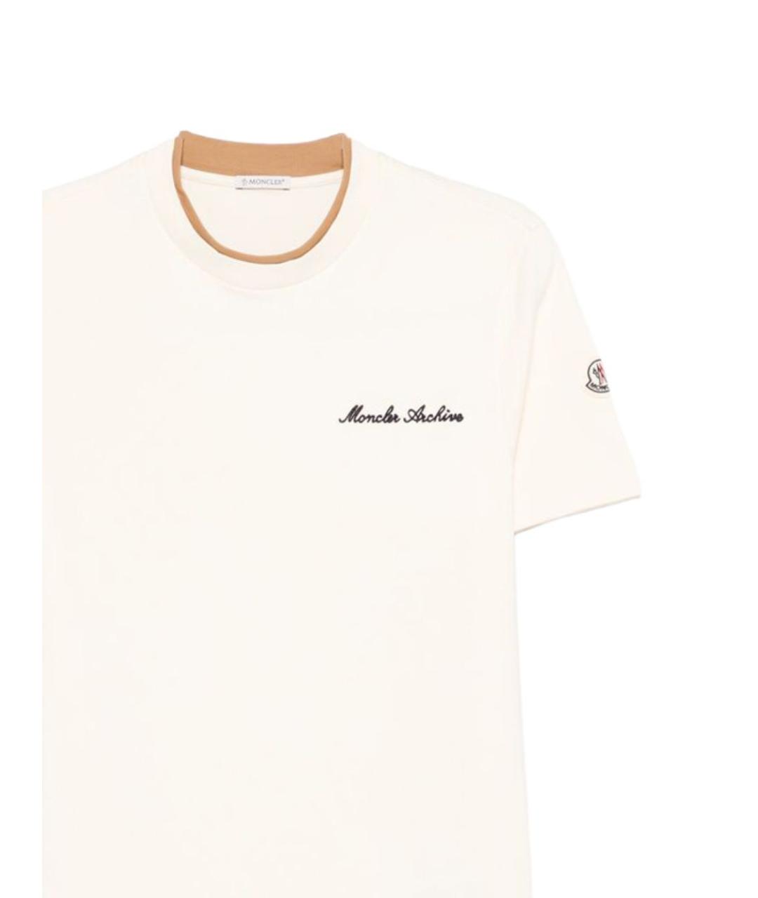 MONCLER Бежевая хлопковая футболка, фото 2