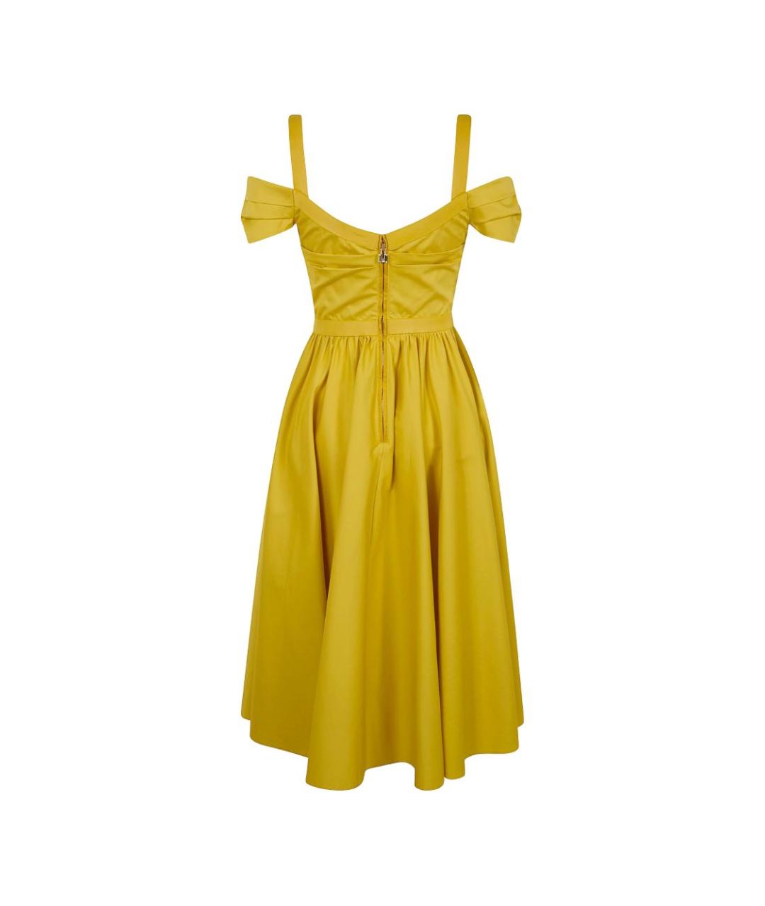 ELISABETTA FRANCHI Желтое хлопковое вечернее платье, фото 3