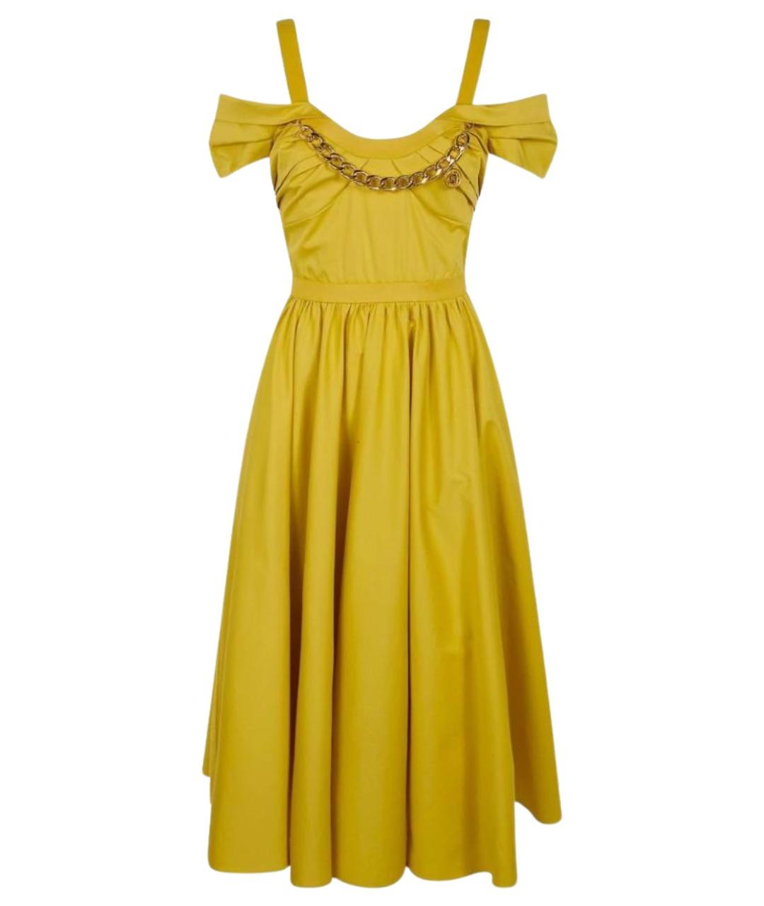 ELISABETTA FRANCHI Желтое хлопковое вечернее платье, фото 1