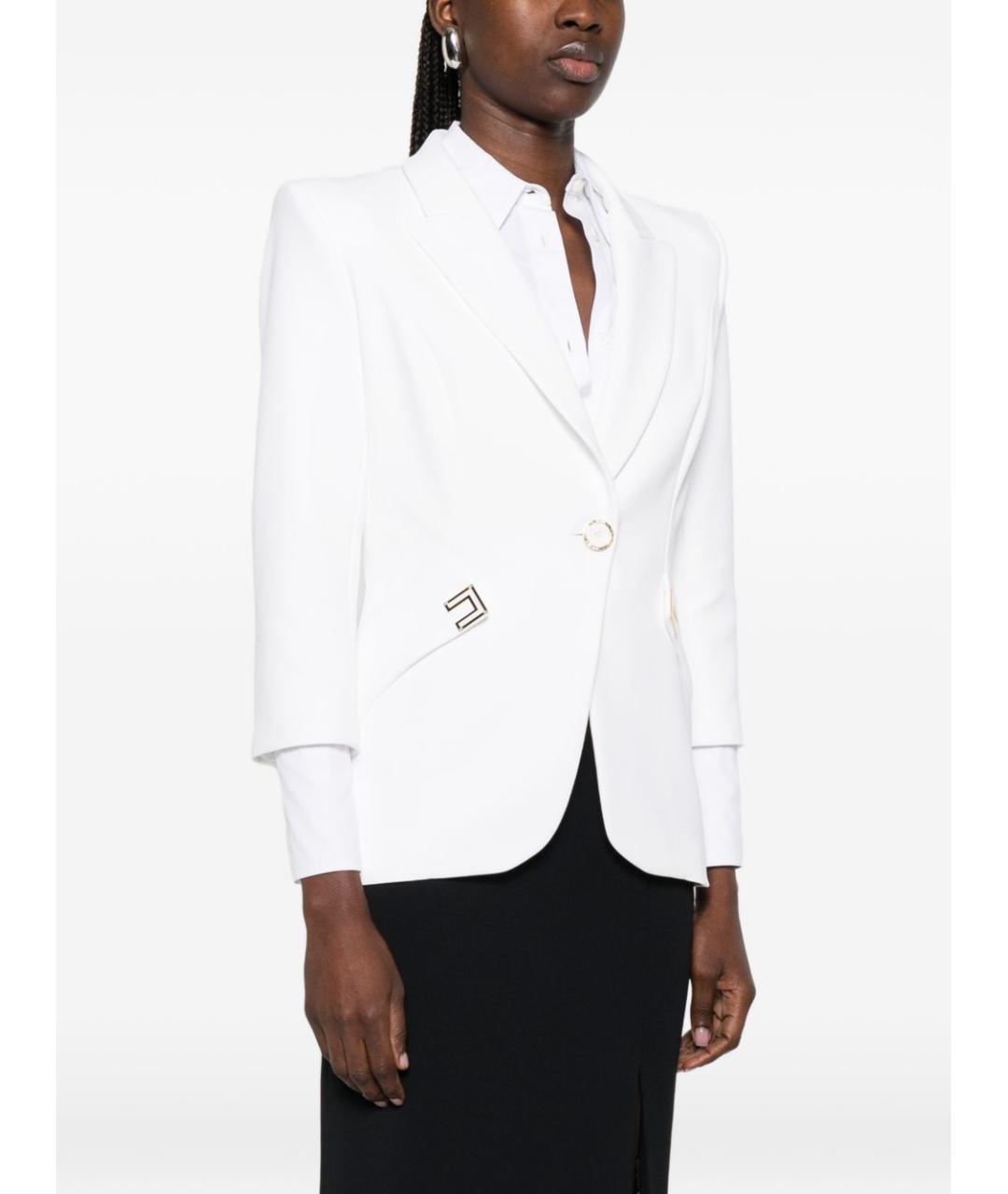 ELISABETTA FRANCHI Белый полиэстеровый жакет/пиджак, фото 3