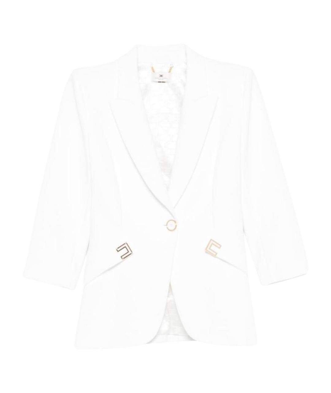 ELISABETTA FRANCHI Белый полиэстеровый жакет/пиджак, фото 1