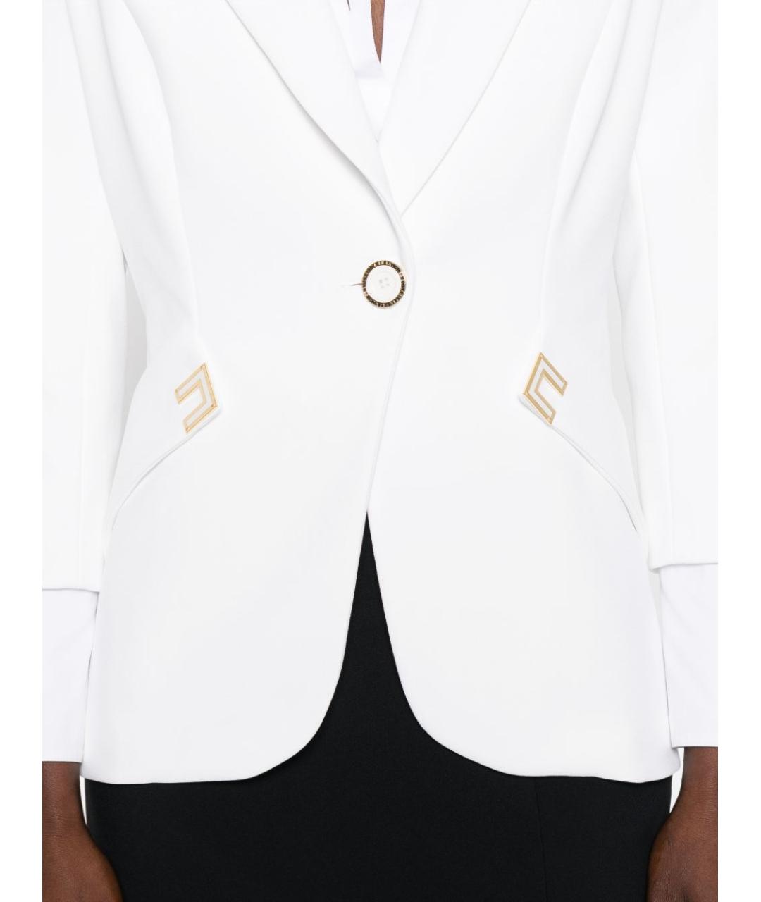 ELISABETTA FRANCHI Белый полиэстеровый жакет/пиджак, фото 4