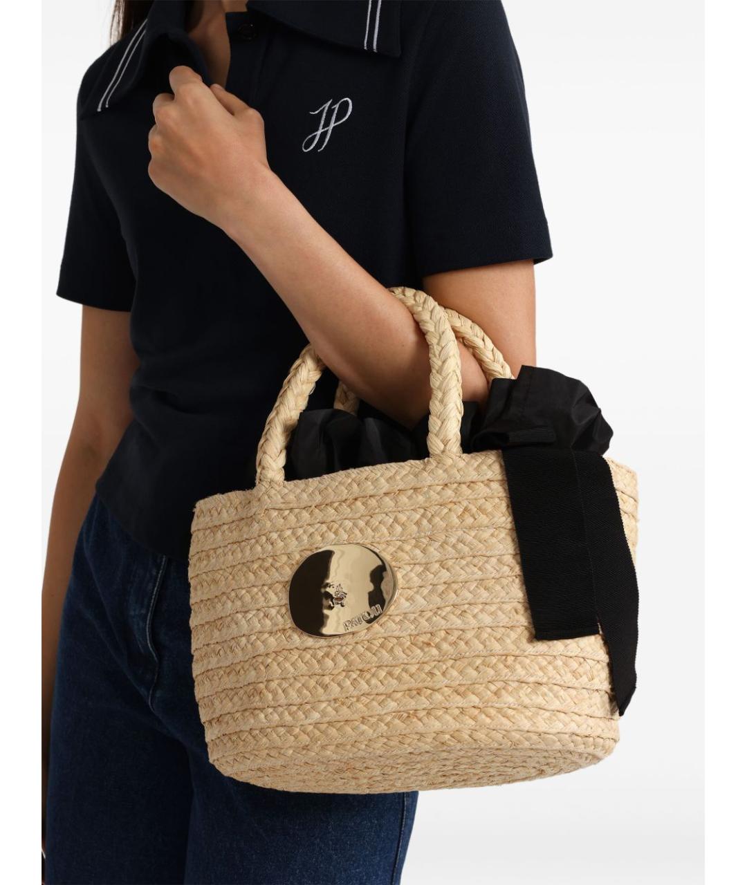 PATOU Бежевая пелетеная сумка тоут, фото 3