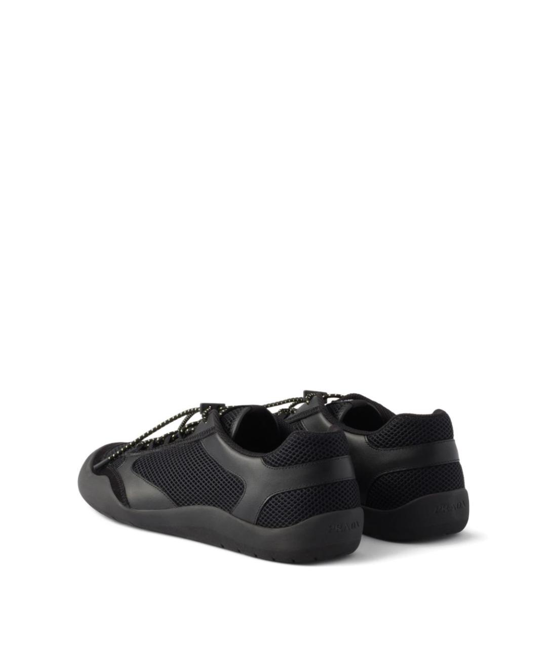 PRADA Черные текстильные низкие кроссовки / кеды, фото 4