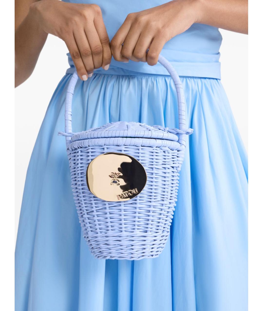 PATOU Голубая пелетеная сумка с короткими ручками, фото 2