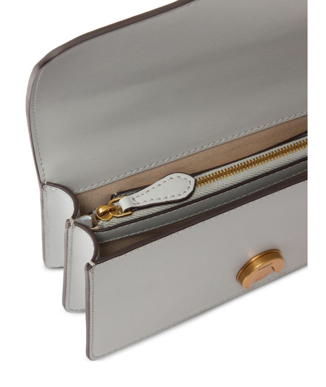 PINKO Серая кожаная сумка через плечо, фото 4