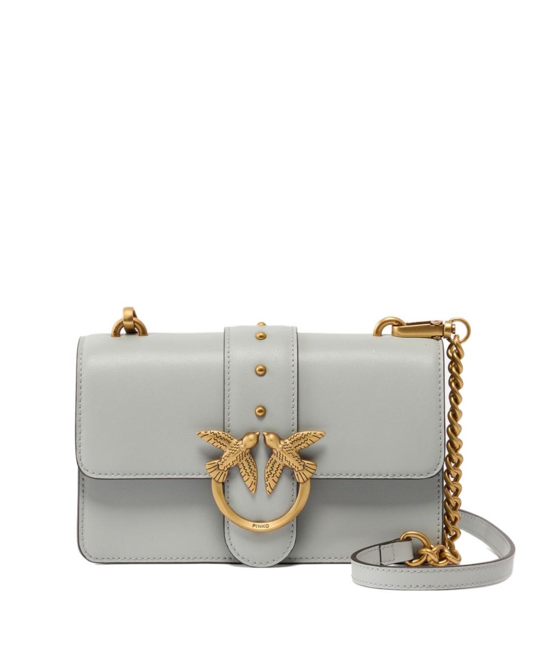 PINKO Серая кожаная сумка через плечо, фото 1
