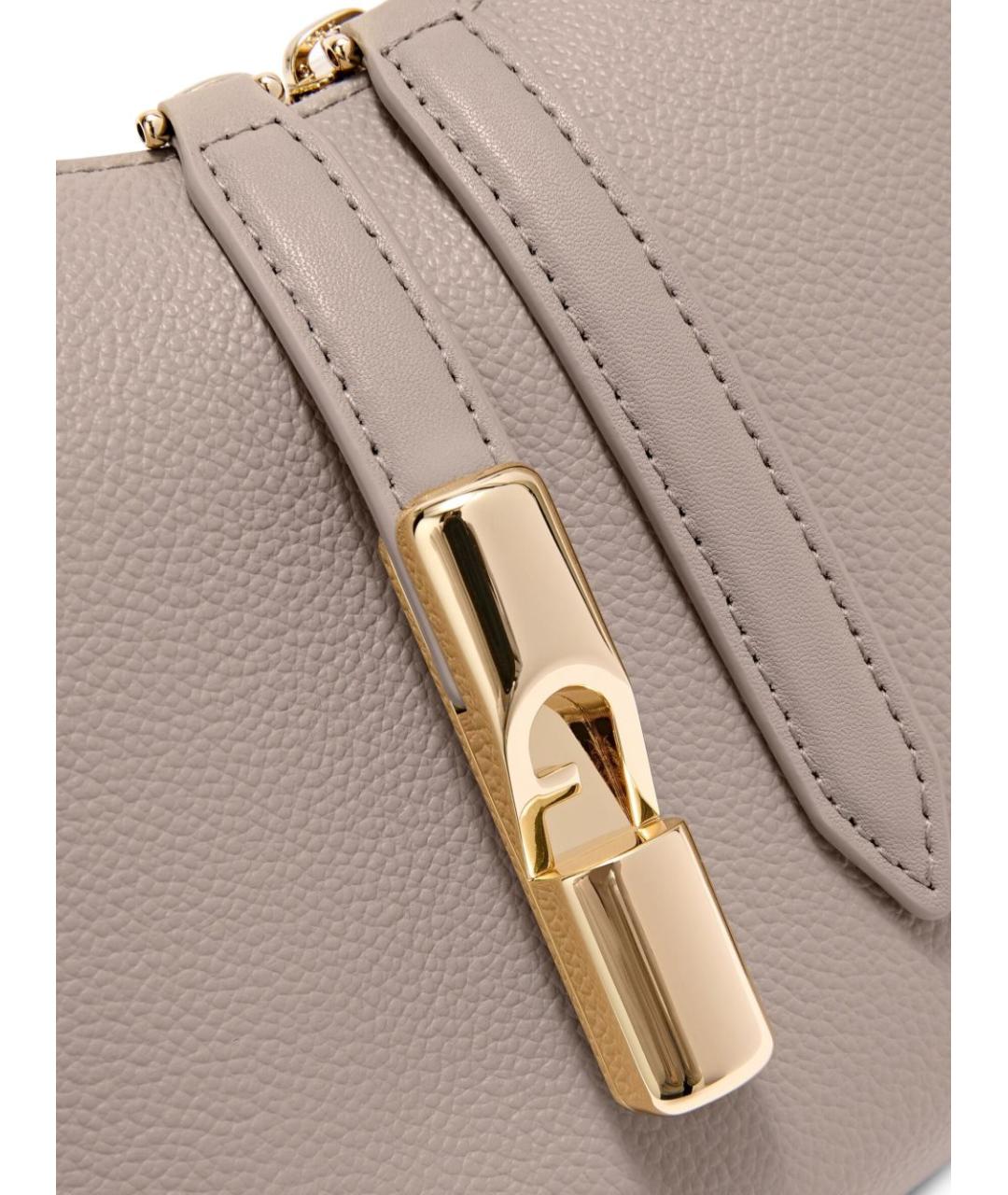 FURLA Бежевая кожаная сумка через плечо, фото 3