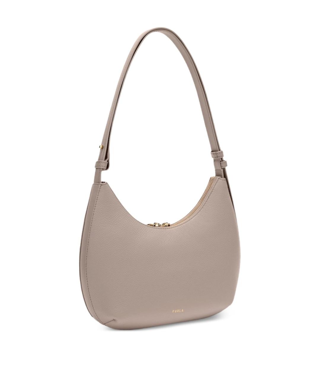 FURLA Бежевая кожаная сумка через плечо, фото 5