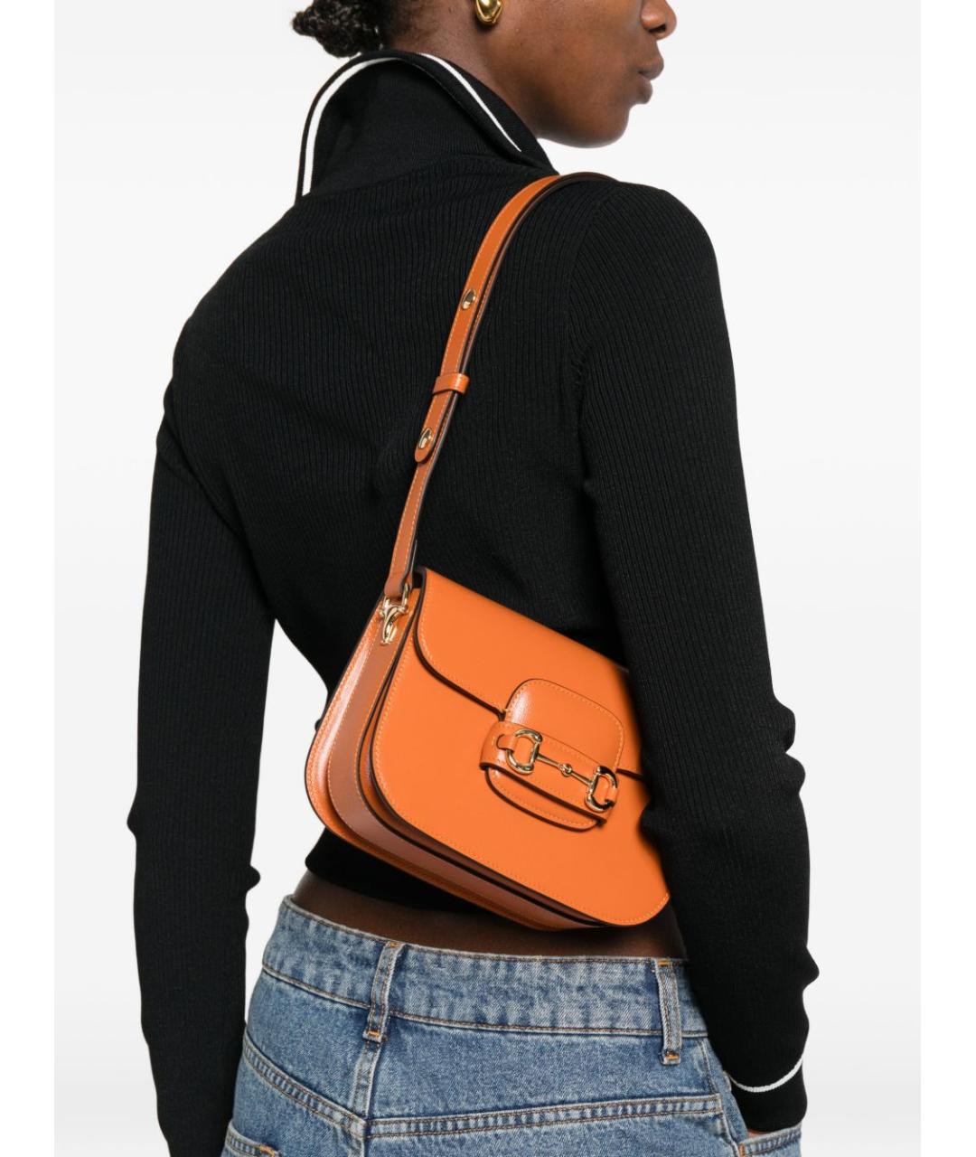 GUCCI Оранжевая кожаная сумка через плечо, фото 3