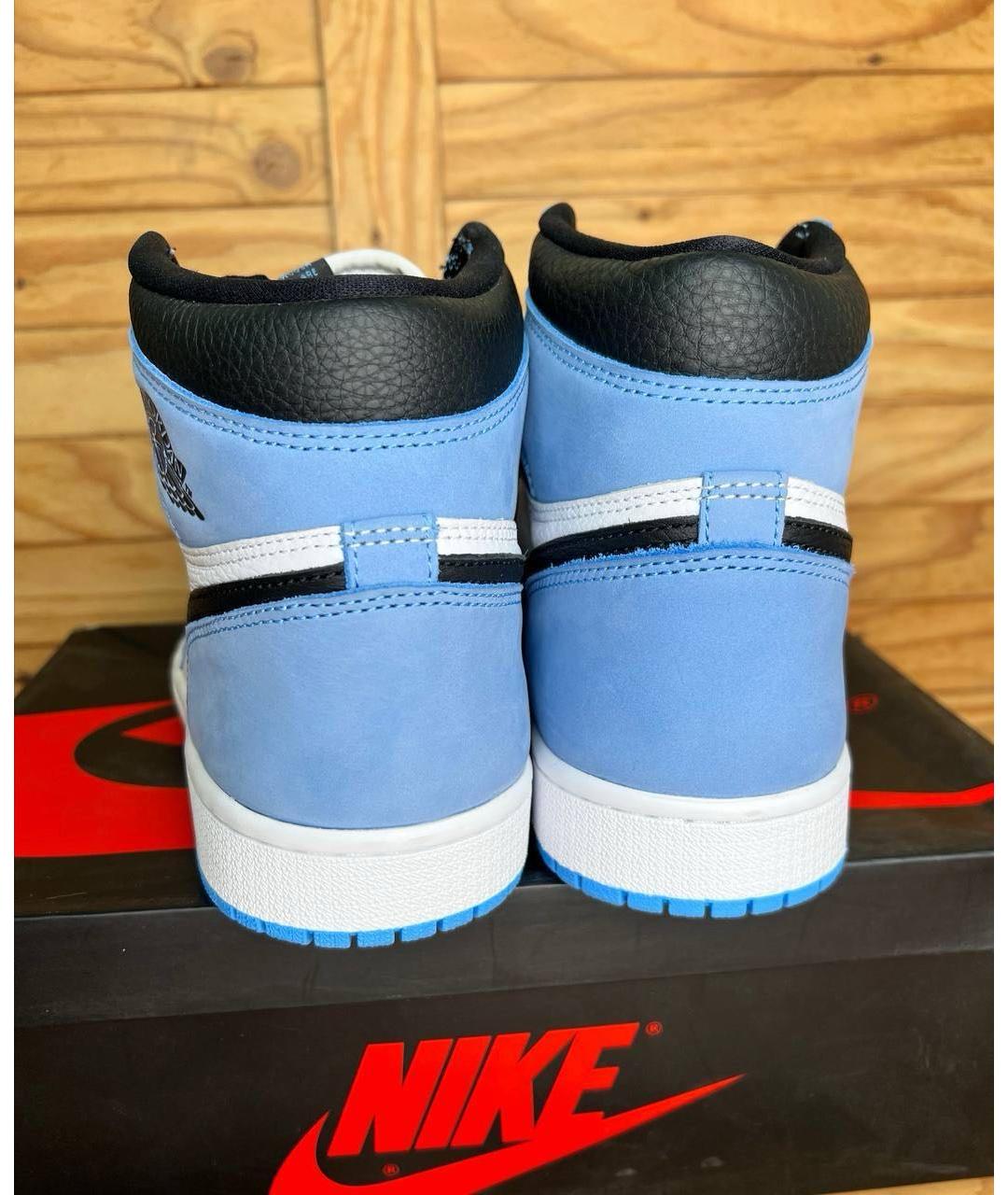 NIKE Голубые кожаные высокие кроссовки / кеды, фото 7