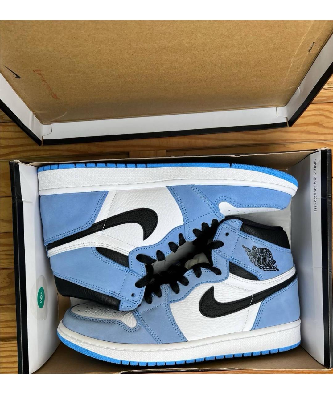 NIKE Голубые кожаные высокие кроссовки / кеды, фото 8