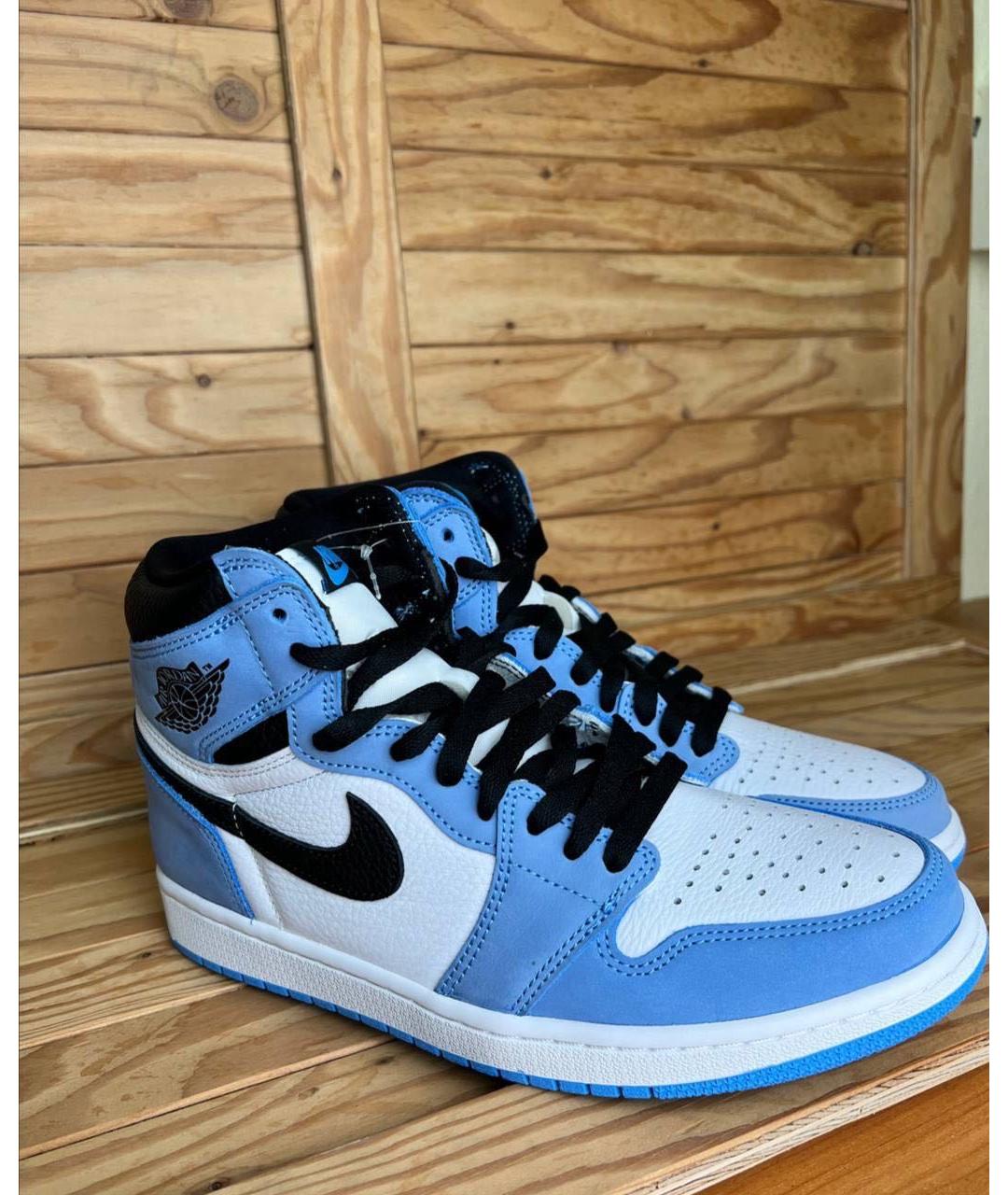 NIKE Голубые кожаные высокие кроссовки / кеды, фото 5