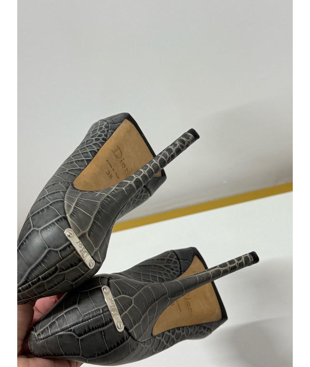 CHRISTIAN DIOR Антрацитовые кожаные туфли, фото 5