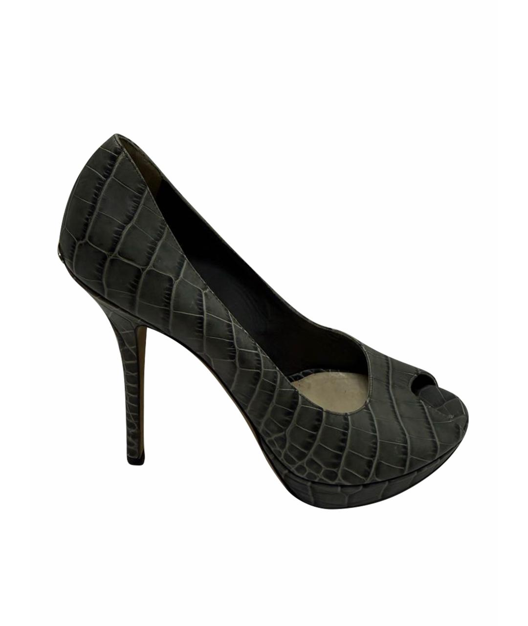 CHRISTIAN DIOR Антрацитовые кожаные туфли, фото 1