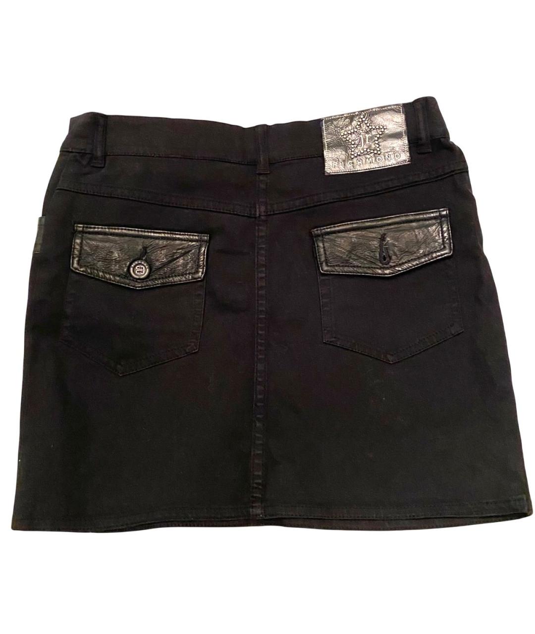JOHN RICHMOND Черная хлопковая юбка, фото 4