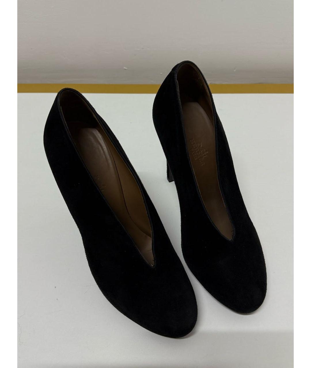 HERMES Черные замшевые туфли, фото 2