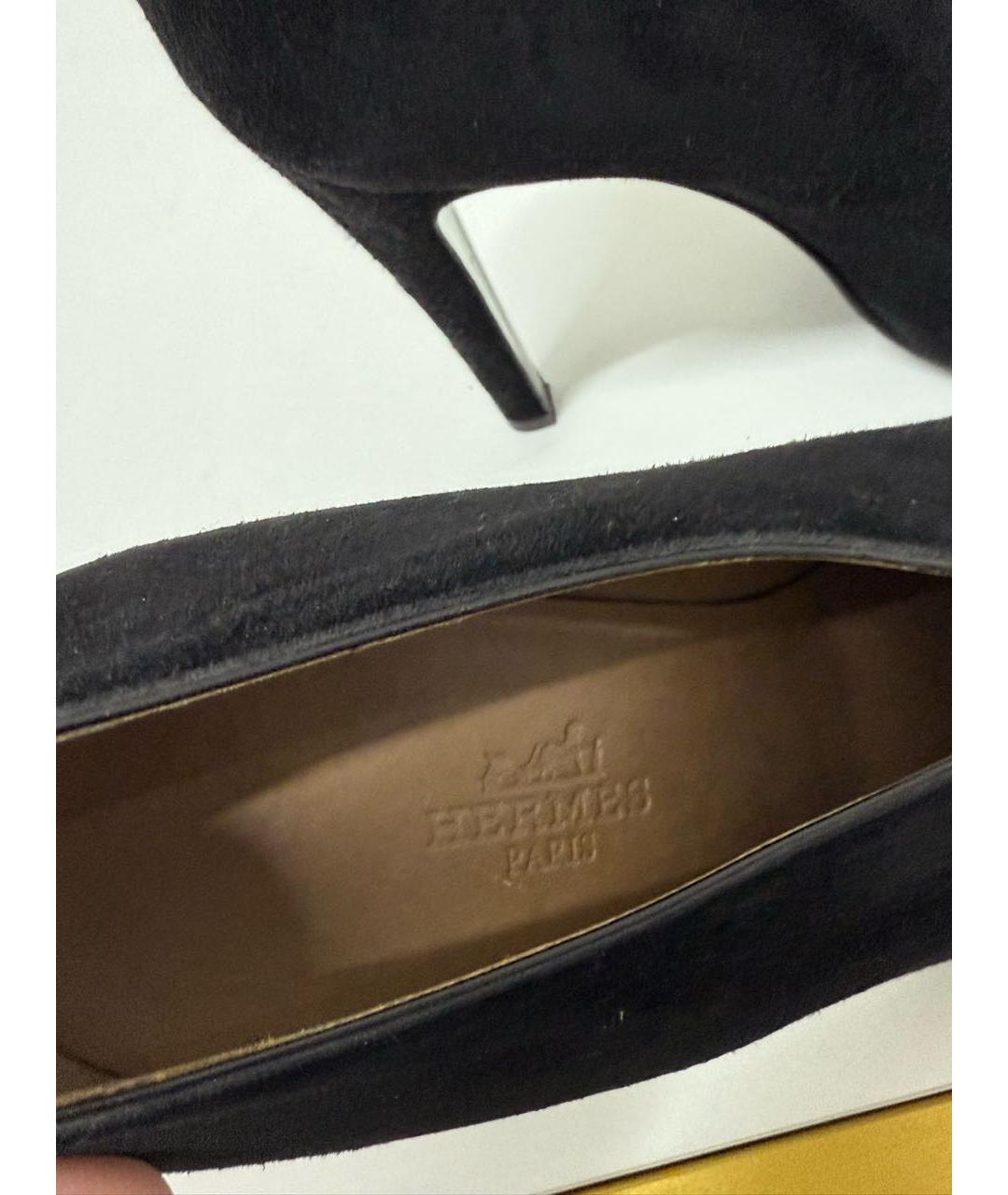 HERMES Черные замшевые туфли, фото 4