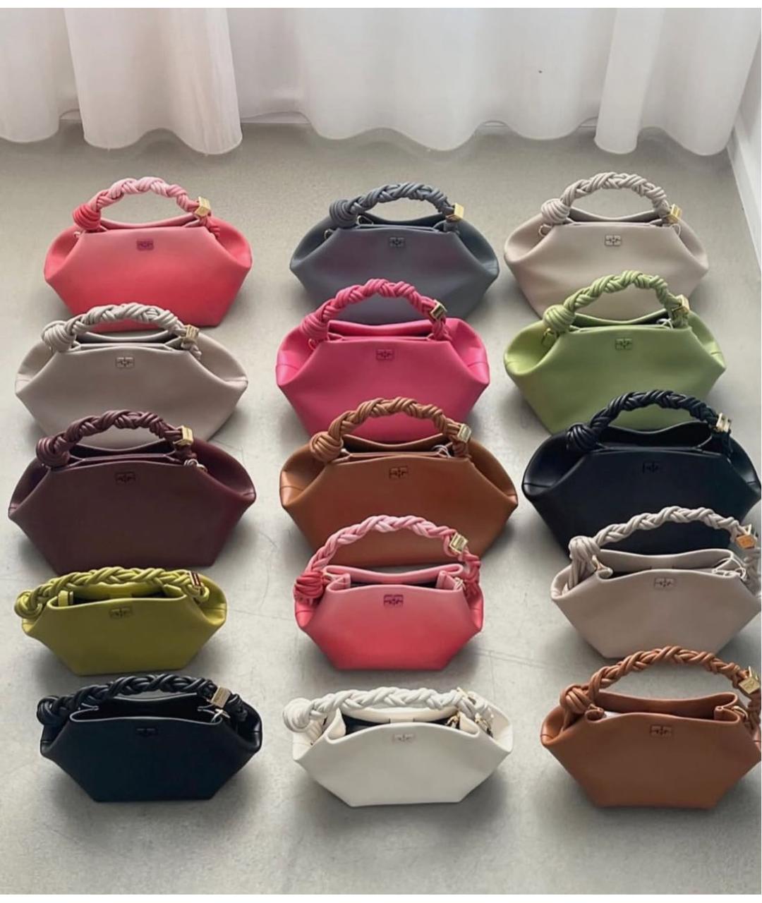 GANNI Бежевая кожаная сумка с короткими ручками, фото 5