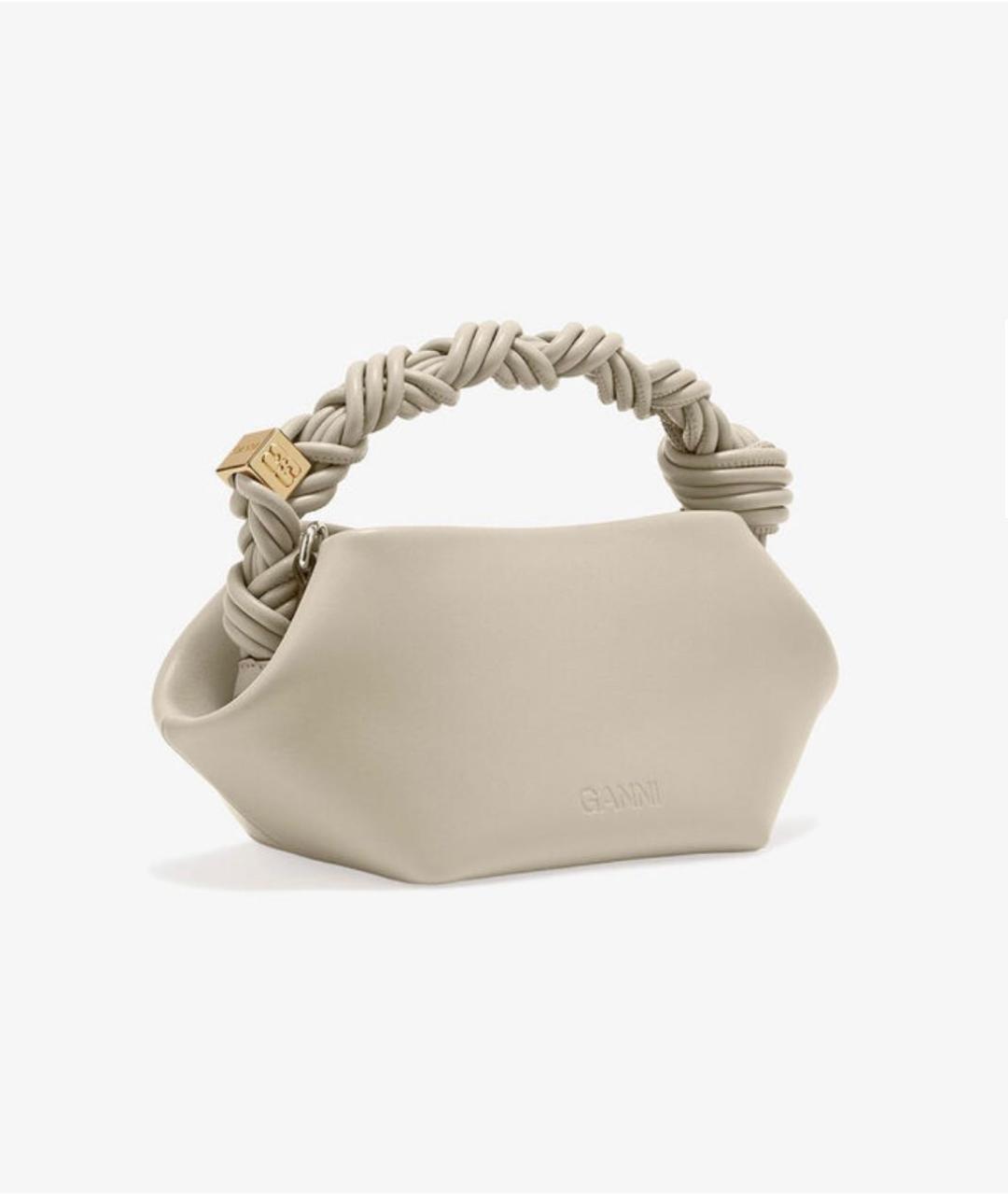 GANNI Бежевая кожаная сумка с короткими ручками, фото 2