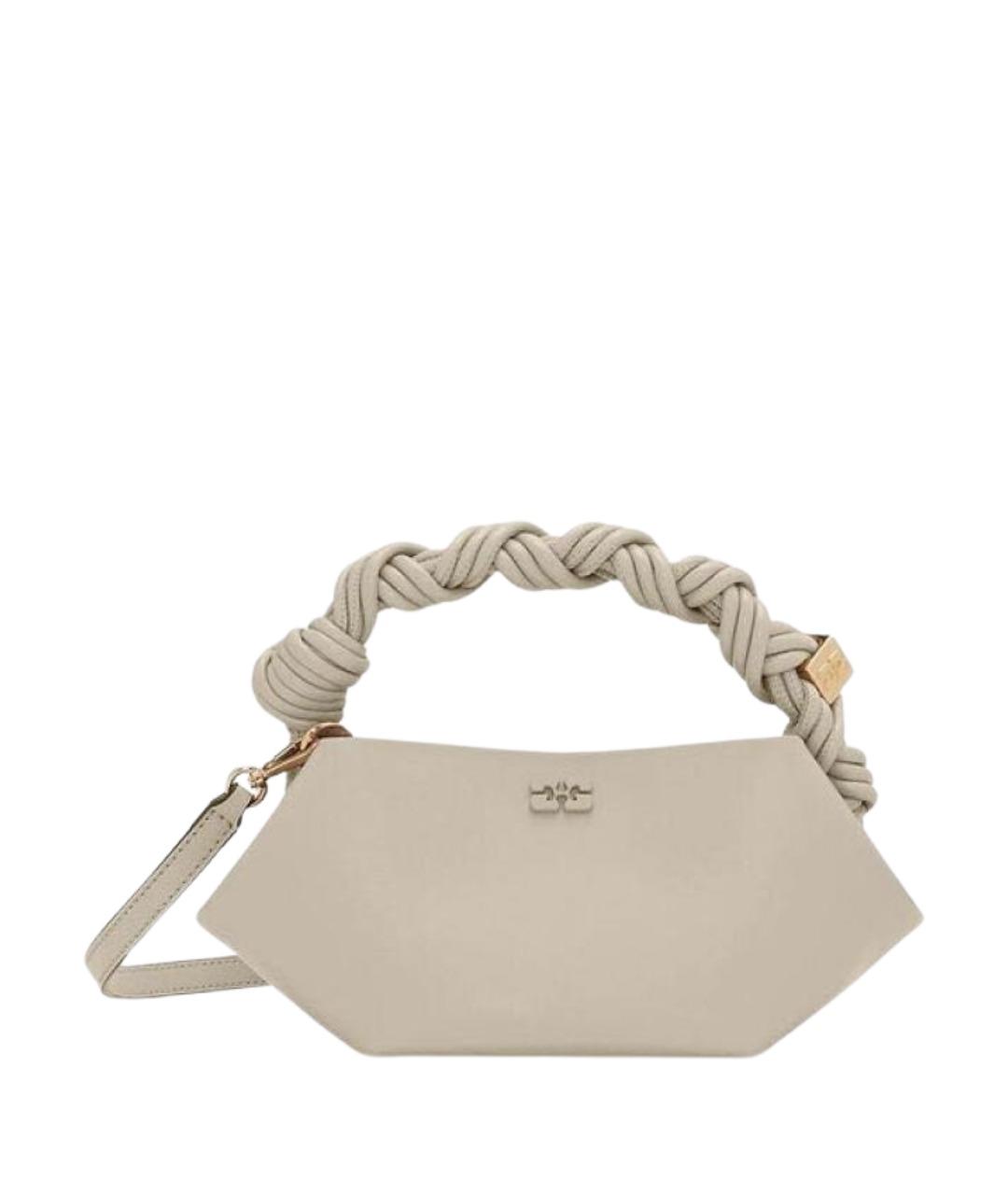 GANNI Бежевая кожаная сумка с короткими ручками, фото 1