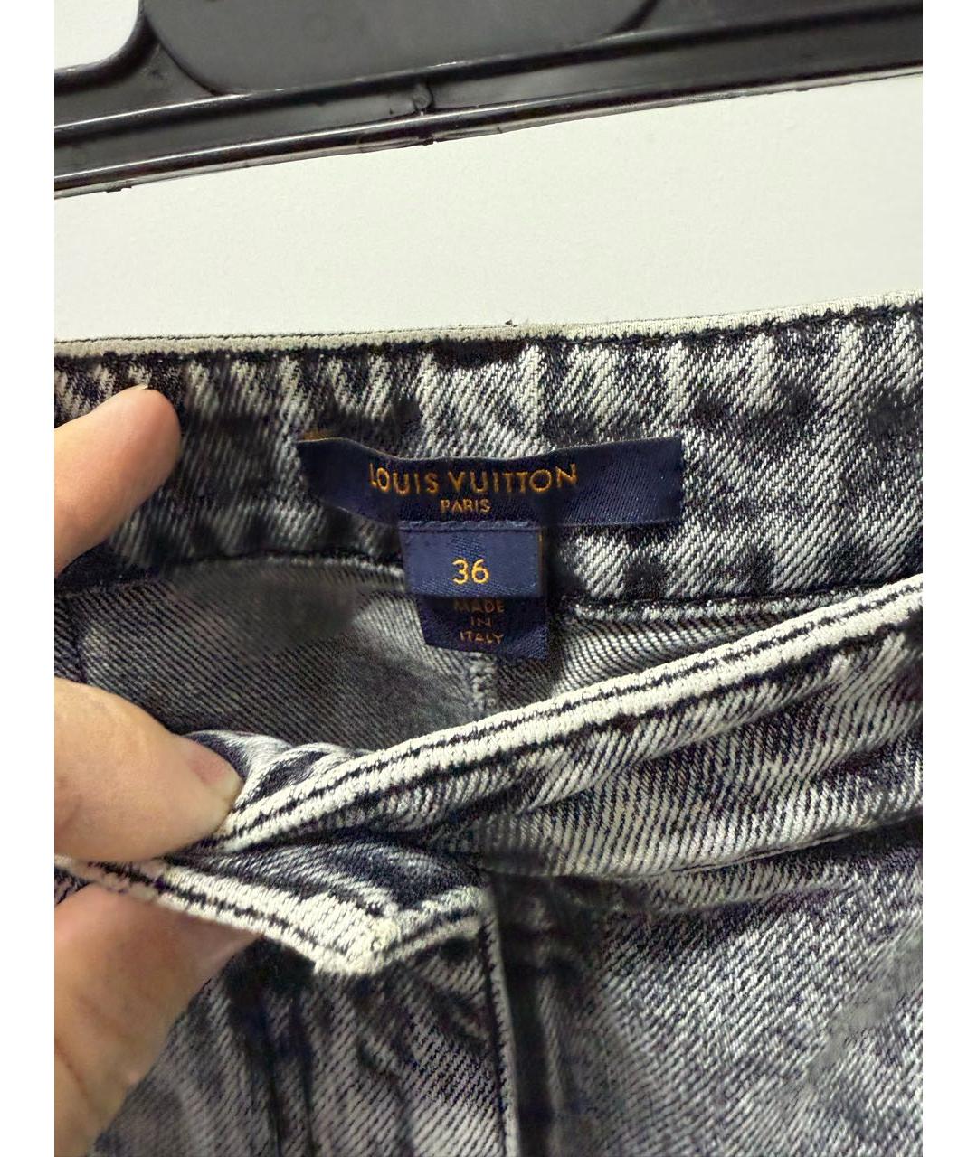 LOUIS VUITTON Антрацитовые хлопковые джинсы слим, фото 3