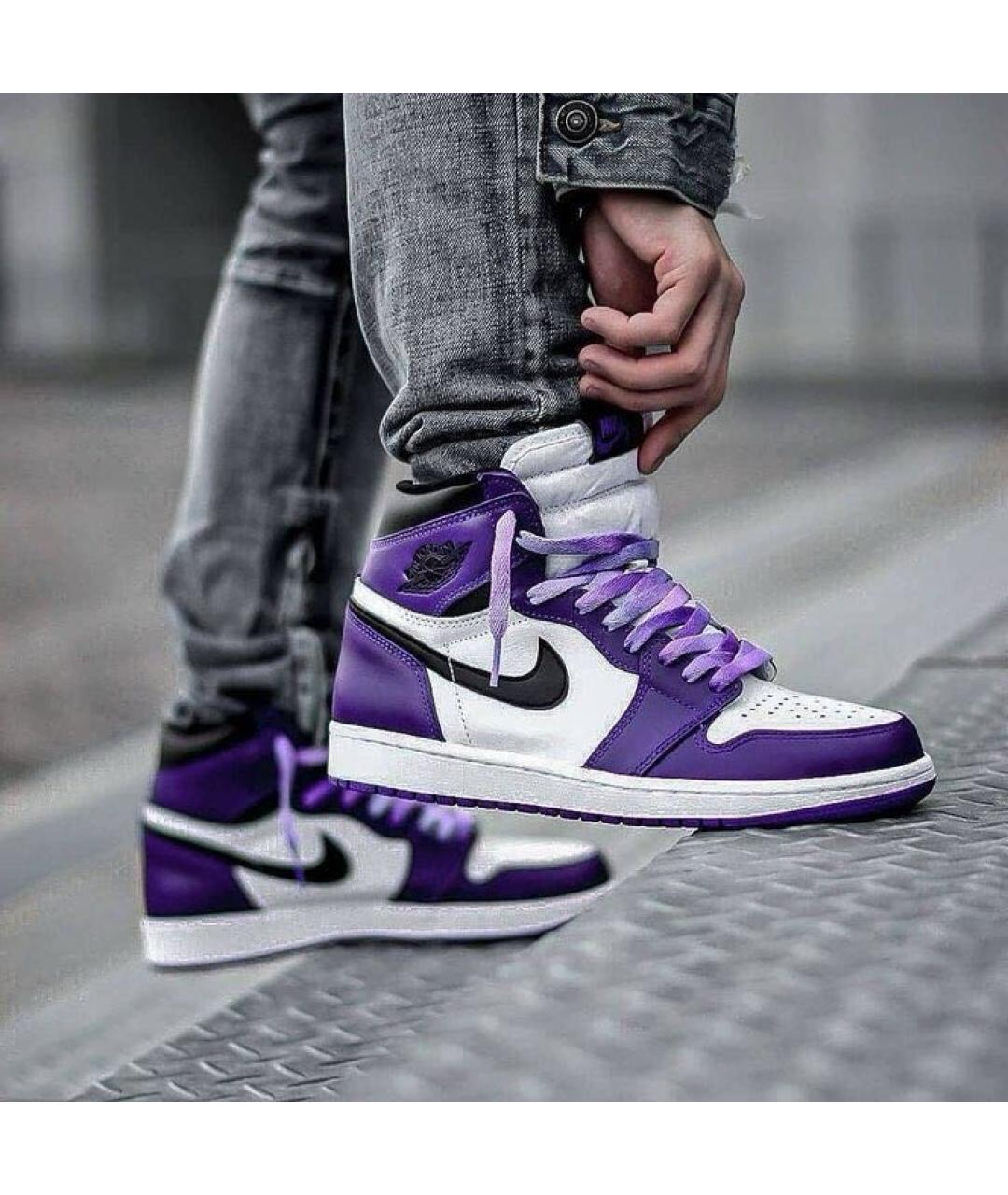 NIKE Фиолетовые высокие кроссовки / кеды, фото 3