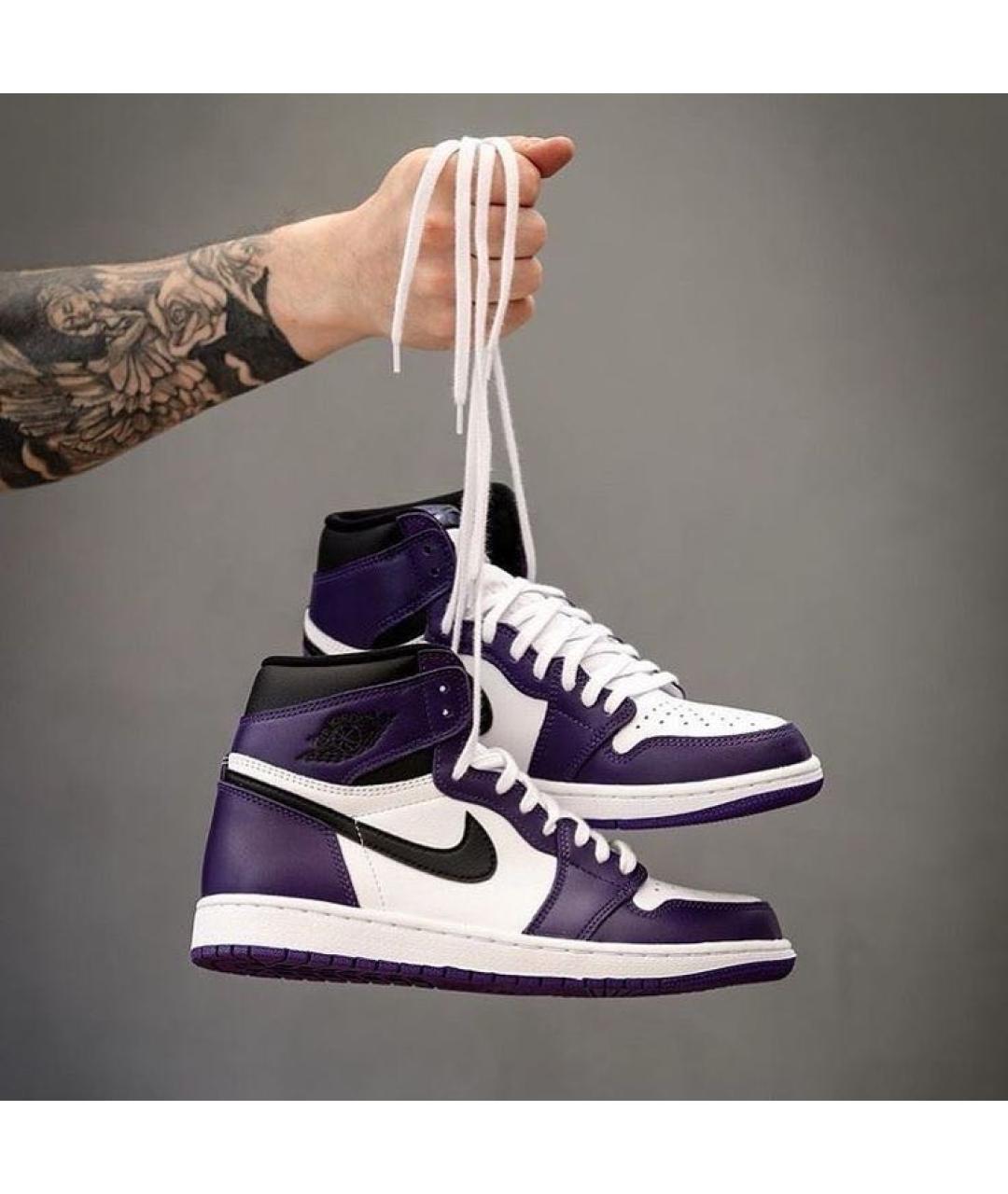 NIKE Фиолетовые высокие кроссовки / кеды, фото 4