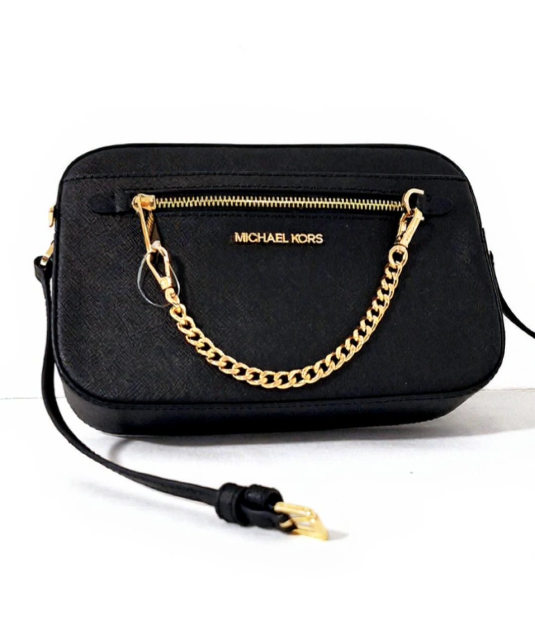 MICHAEL KORS Черная кожаная сумка через плечо, фото 2