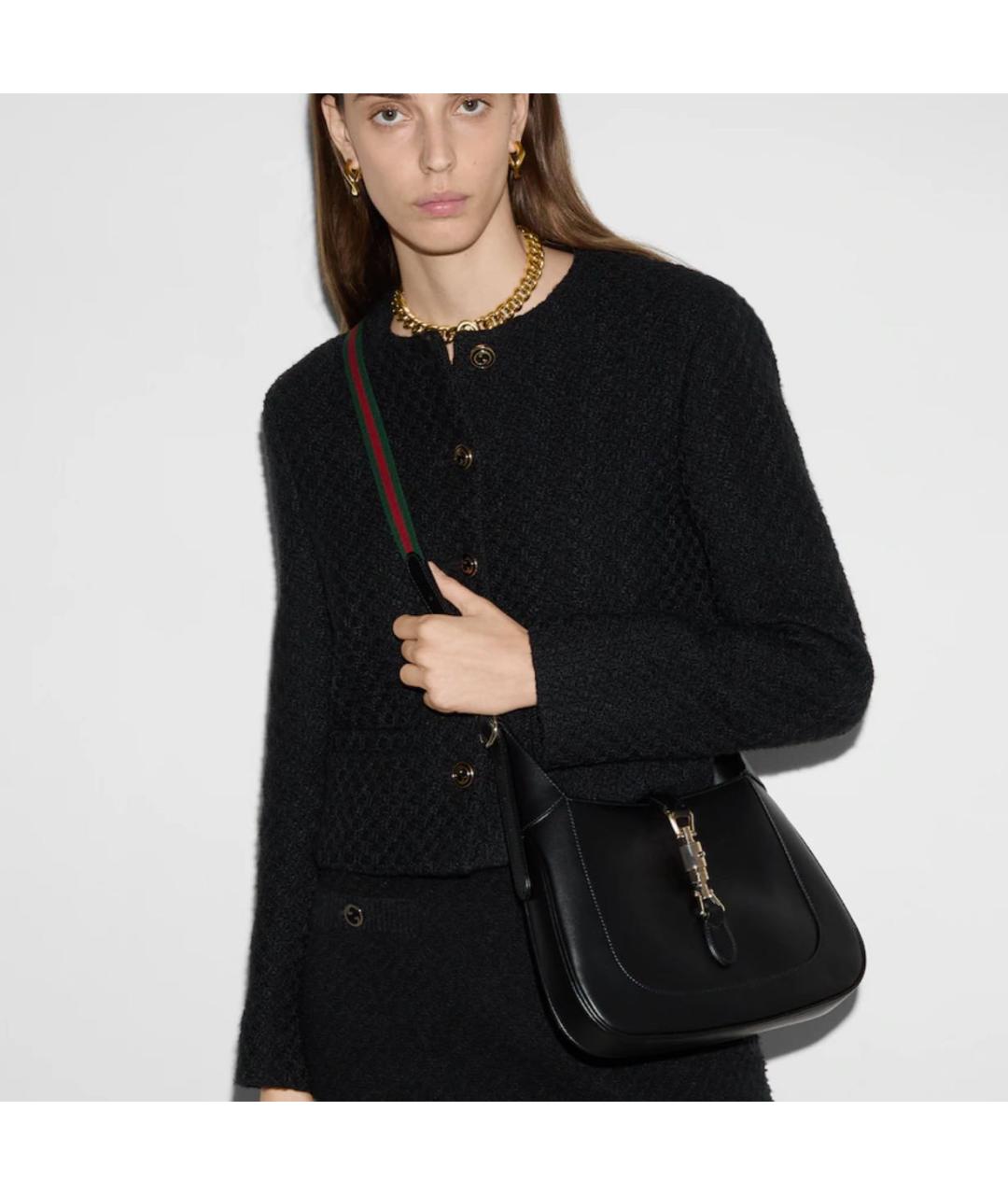 GUCCI Черная кожаная сумка через плечо, фото 4