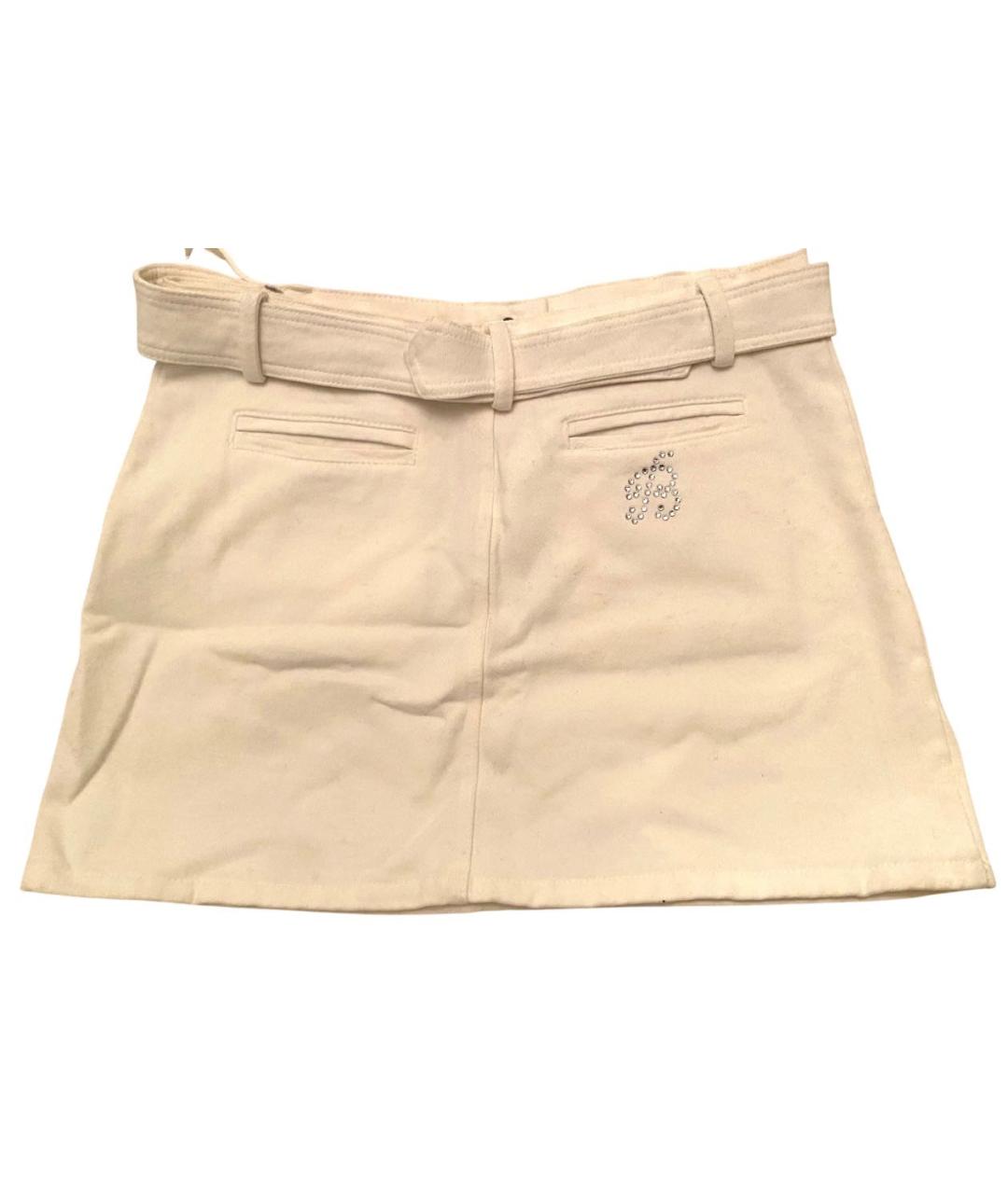 MISS BLUMARINE Белая хлопковая юбка, фото 3