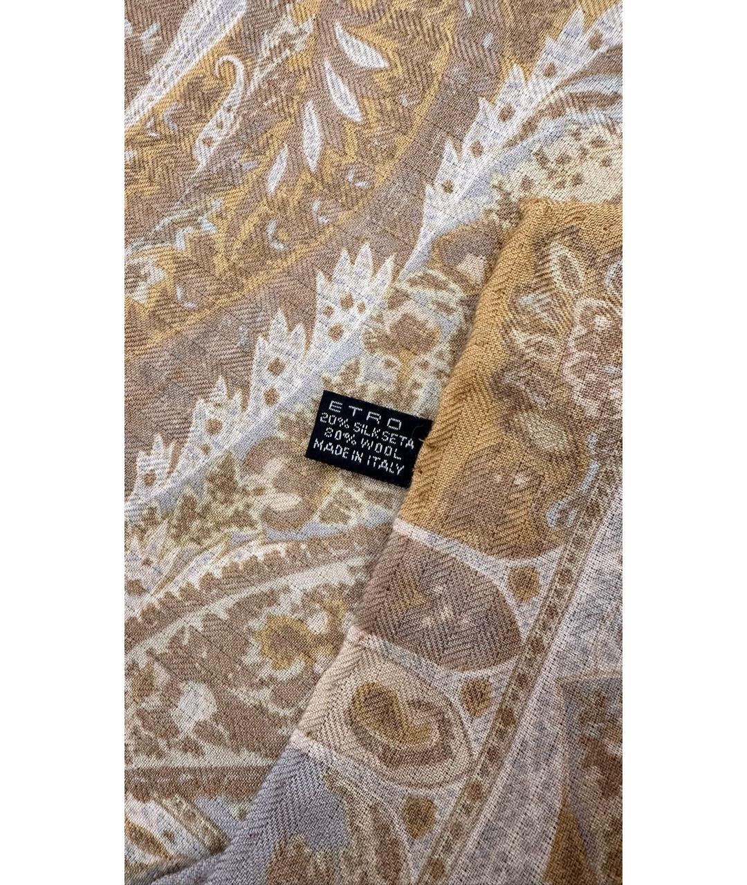 ETRO Бежевый шерстяной платок, фото 3