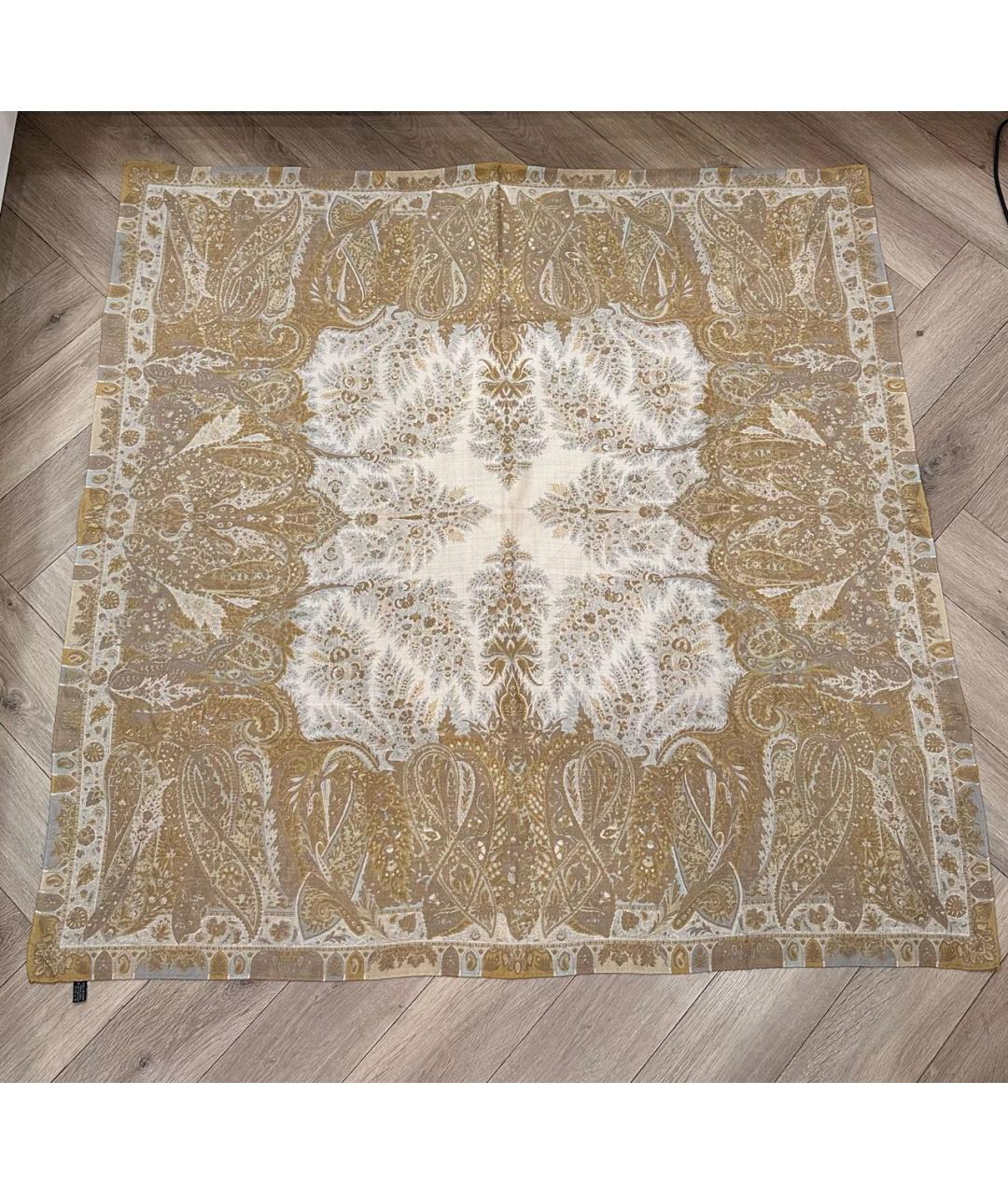 ETRO Бежевый шерстяной платок, фото 5