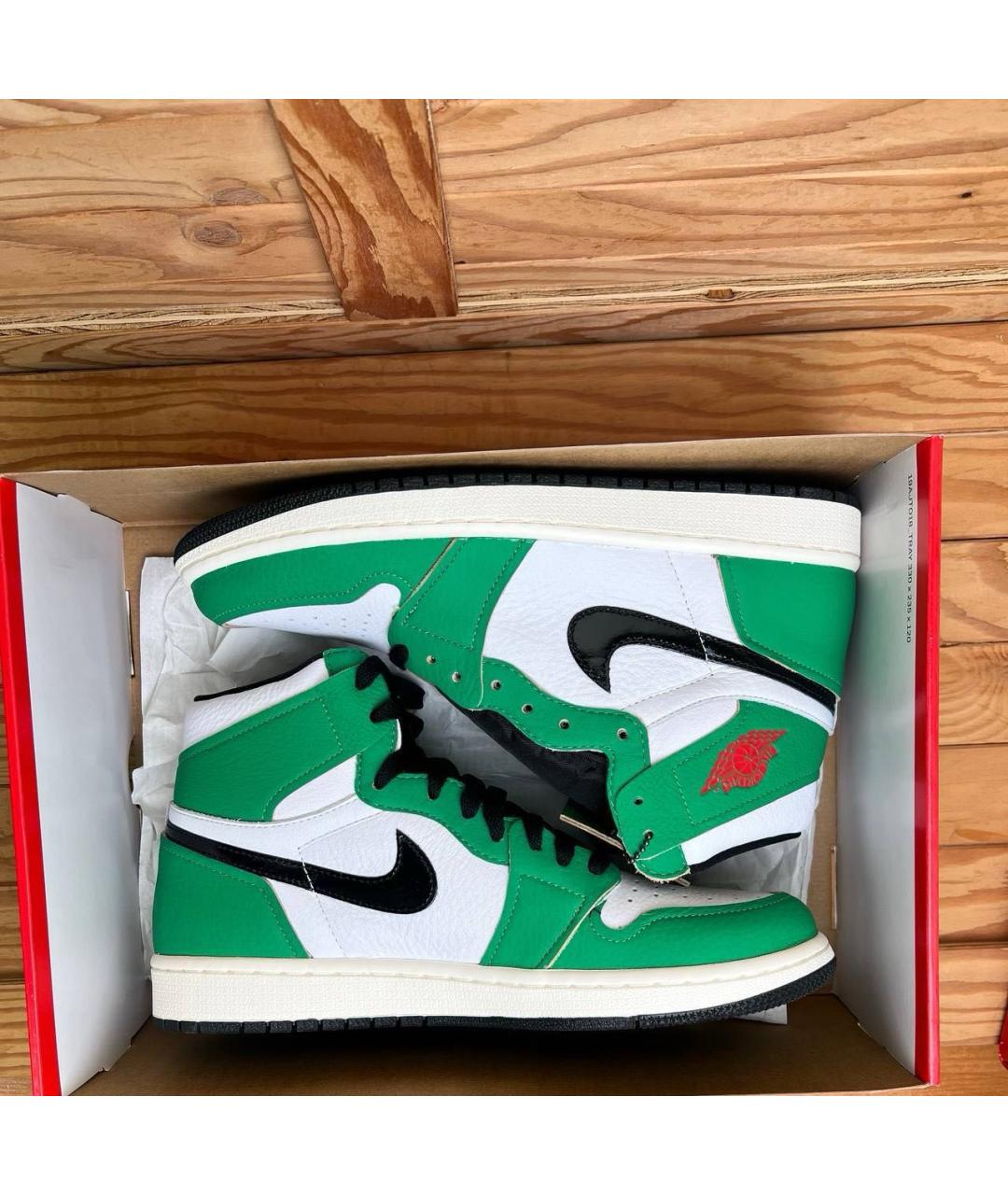 NIKE Зеленые кожаные высокие кроссовки / кеды, фото 8