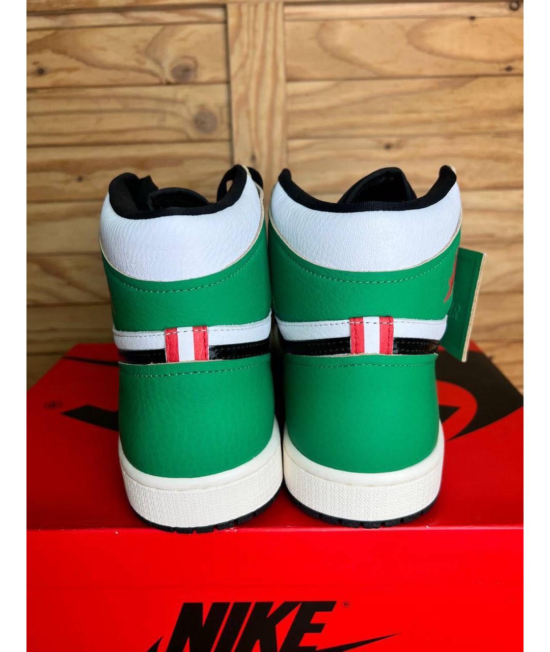 NIKE Зеленые кожаные высокие кроссовки / кеды, фото 7