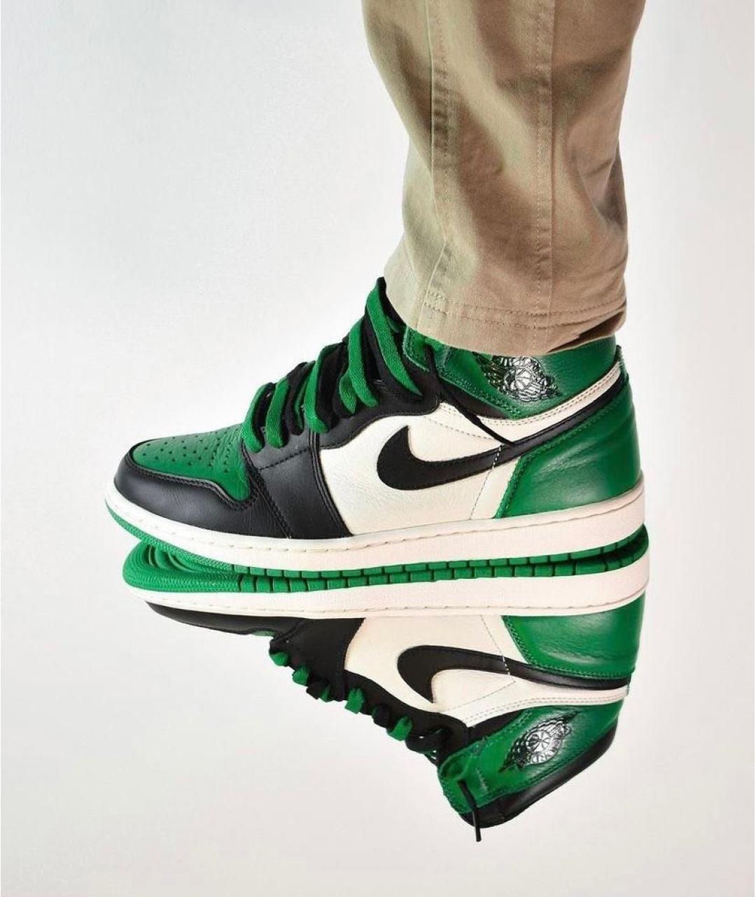 NIKE Зеленые высокие кроссовки / кеды, фото 3