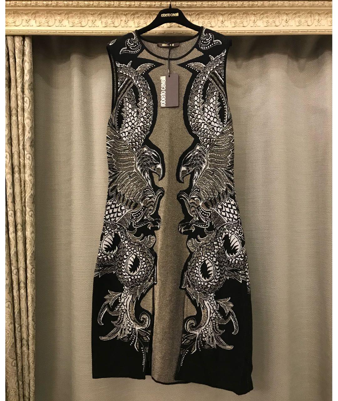 ROBERTO CAVALLI Черное шерстяное вечернее платье, фото 6