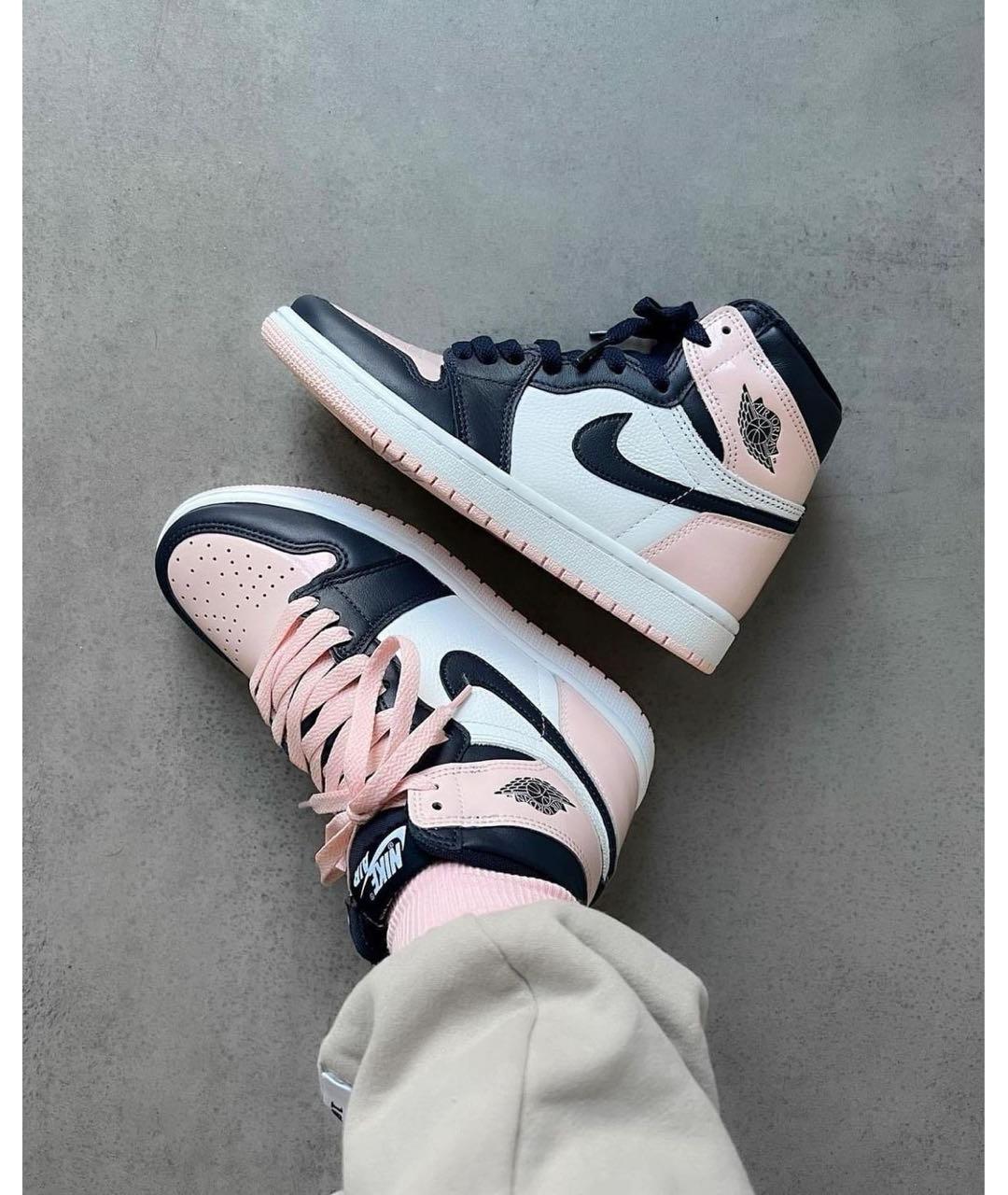 NIKE Розовые кожаные высокие кроссовки / кеды, фото 2