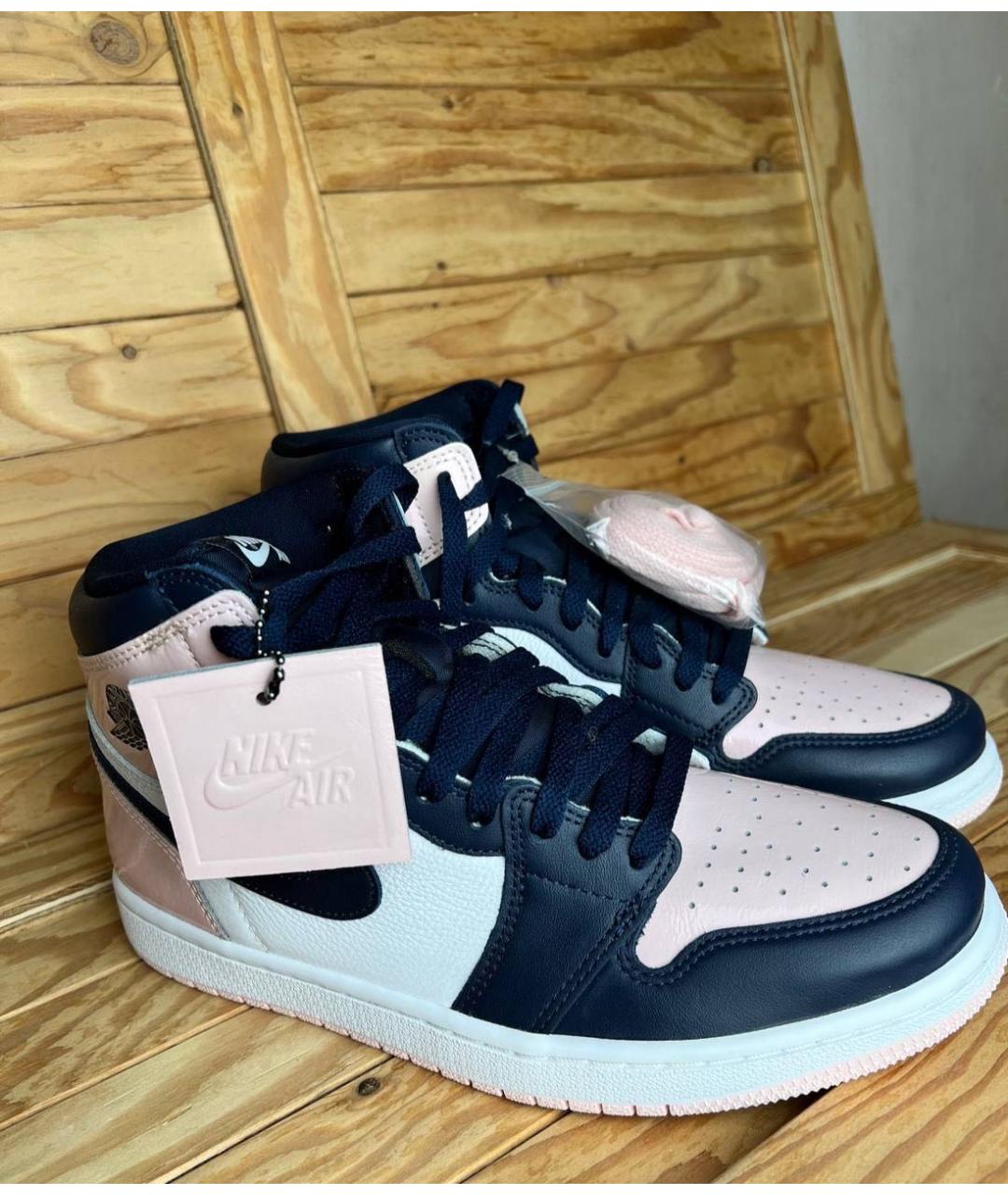 NIKE Розовые кожаные высокие кроссовки / кеды, фото 5