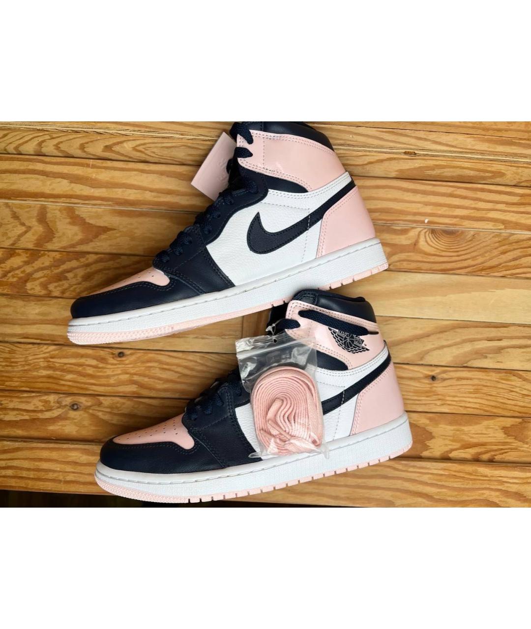 NIKE Розовые кожаные высокие кроссовки / кеды, фото 6