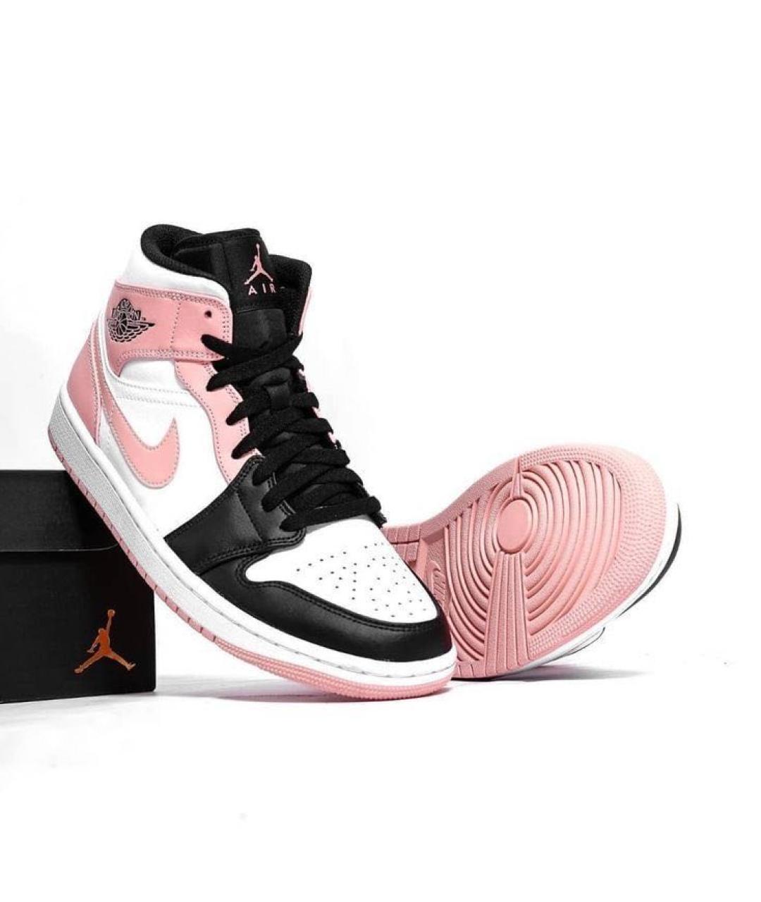 NIKE Розовые кожаные высокие кроссовки / кеды, фото 4