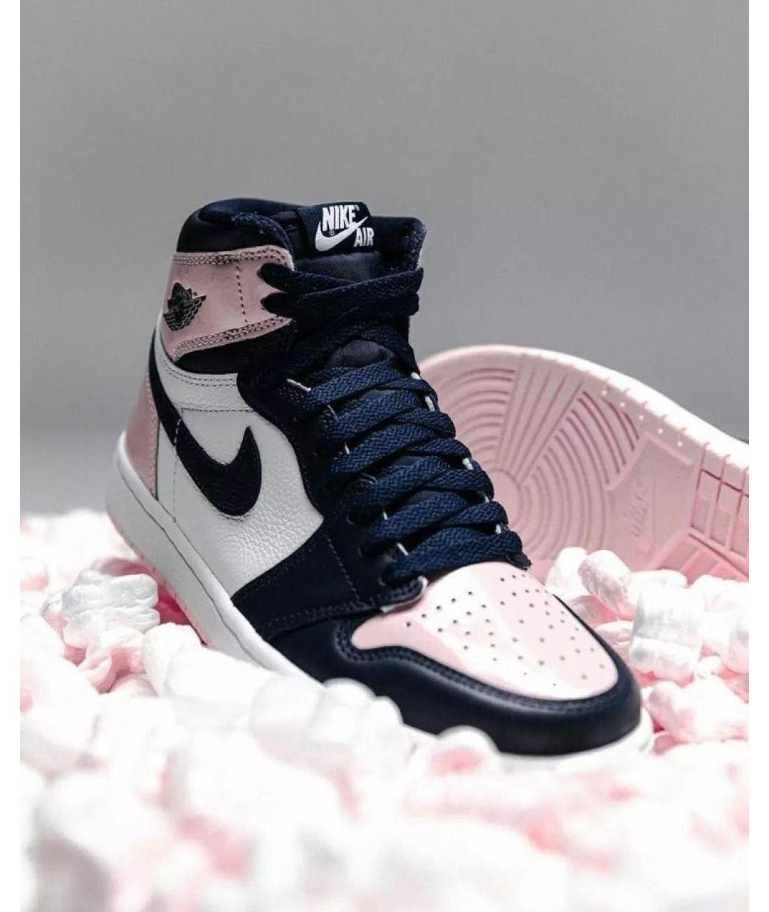 NIKE Розовые кожаные высокие кроссовки / кеды, фото 3