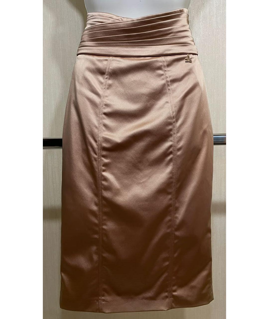 ELISABETTA FRANCHI Бежевая полиэстеровая юбка миди, фото 8